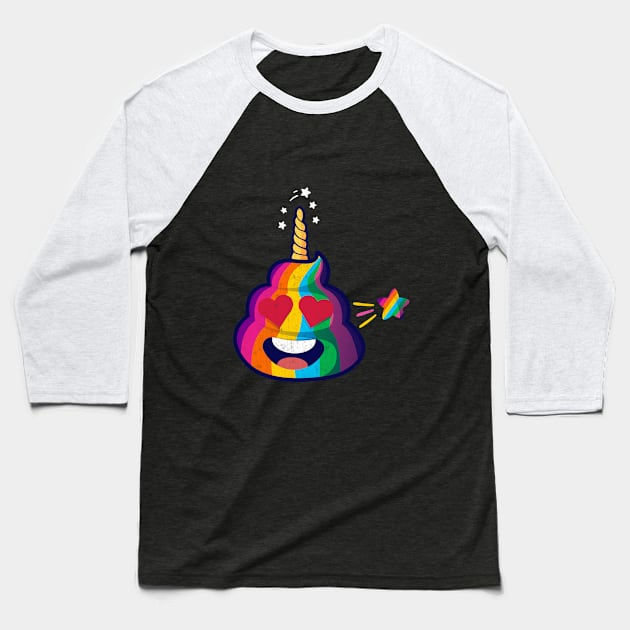 Cute & Magical Rainbow Unicorn Poop Emoji - Birthday Gift Baseball T-Shirt by Adamita